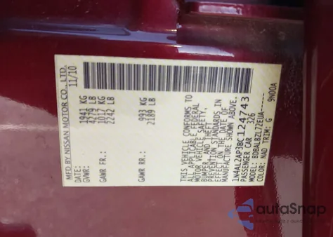 2011 Nissan Altima 2.5 S z USA, uszkodzony, nr VIN 1N4AL2AP3BC124743